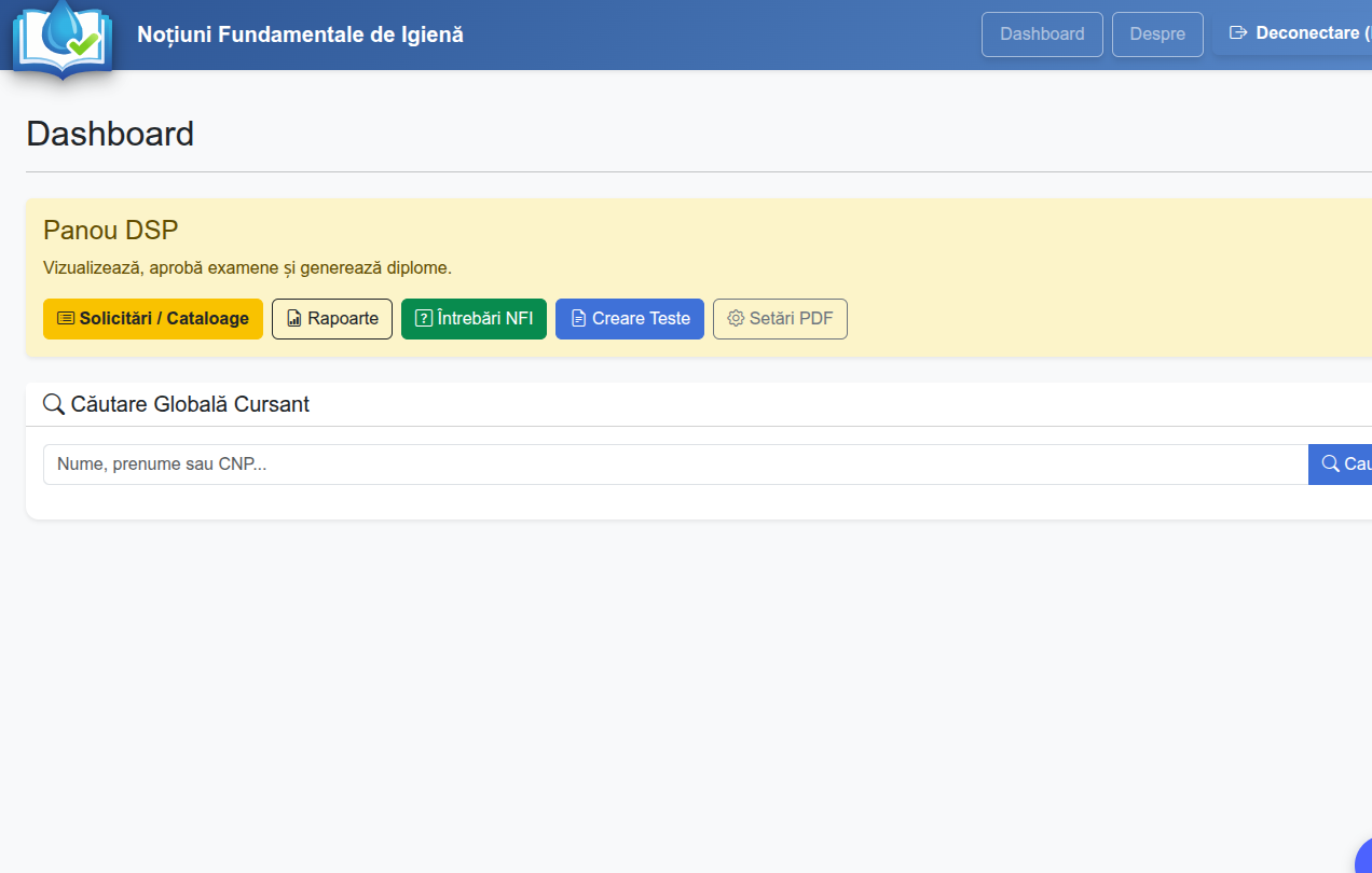Captură ecran — Dashboard DSP