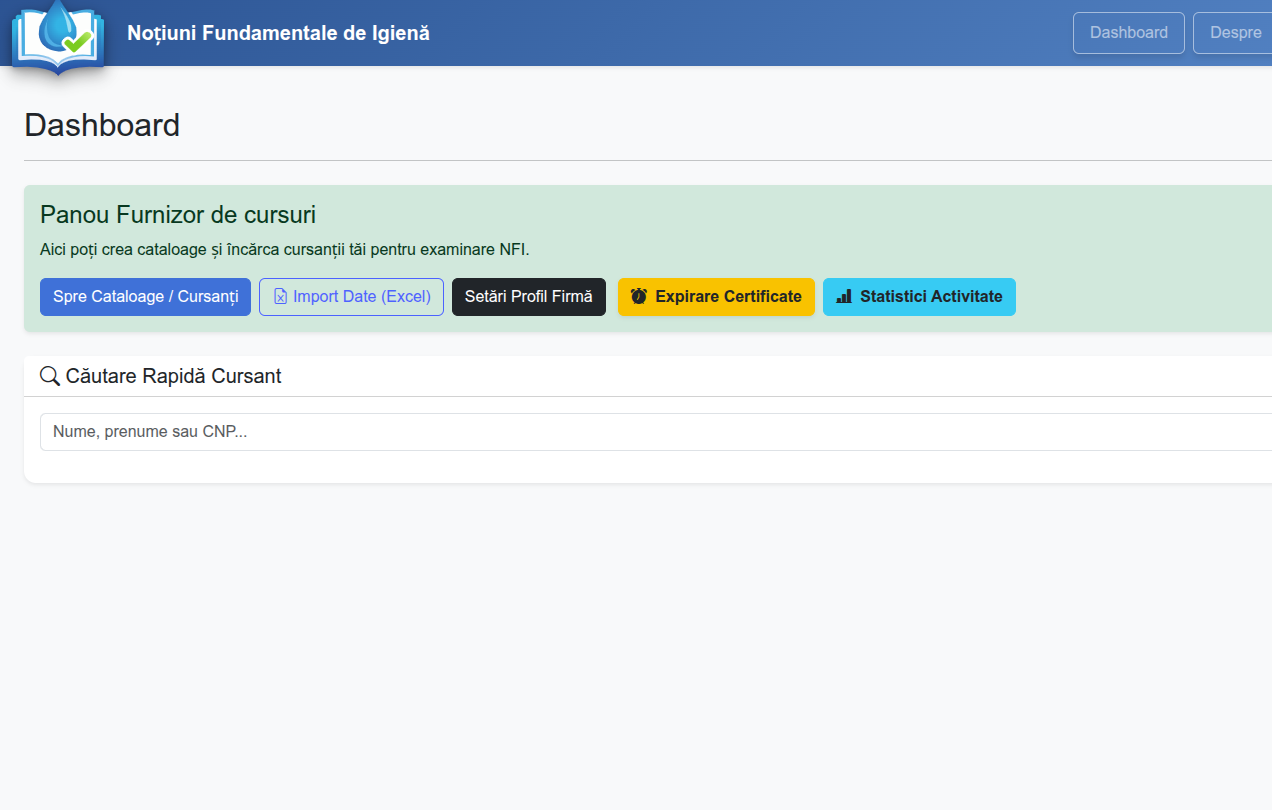 Captură ecran — Dashboard Furnizori